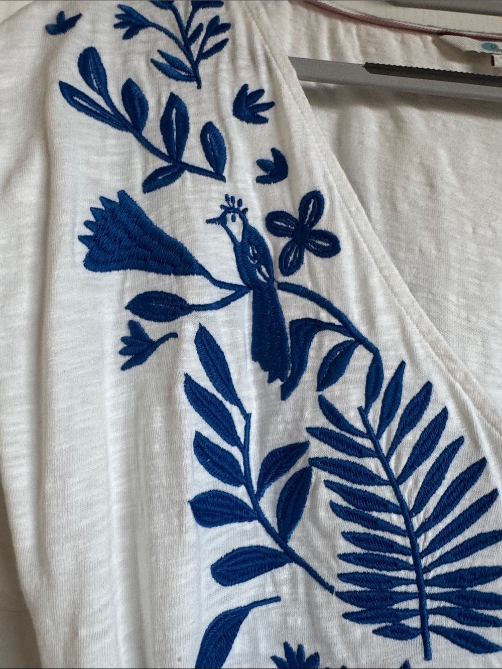 Boden White Midi Dress with Bold Blue Embroidery - Picture 3 of 7